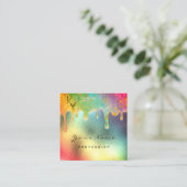 プロフェッショナル爪、 ネイルメイクアップホログラフィックドリップマーメイド スクエア名刺 (スタンド正面)