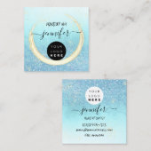 プロフェッショナル爪、 ネイル美しいブルー金ゴールドグリッター スクエア名刺 (正面/裏面)