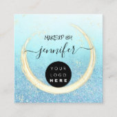 プロフェッショナル爪、 ネイル美しいブルー金ゴールドグリッター スクエア名刺