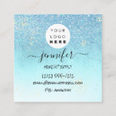 プロフェッショナル爪、 ネイル美しいブルー金ゴールドグリッター スクエア名刺 (裏面)