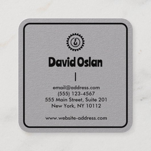 プロフェッショナル牽引サービスブラック&グレー スクエア名刺 (裏面)