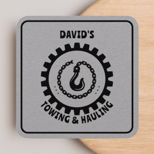 プロフェッショナル牽引サービスブラック&グレー スクエア名刺