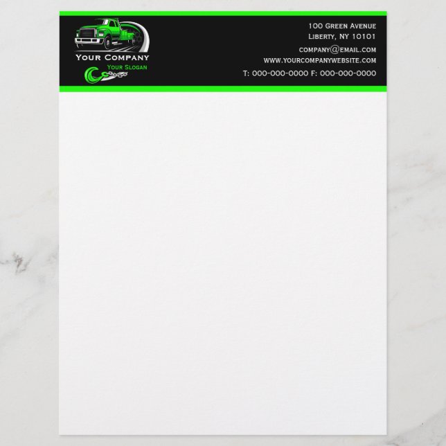 プロフェッショナル牽引会社、運搬サービス レターヘッド (正面)