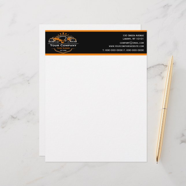 プロフェッショナル牽引会社、運搬サービス レターヘッド (正面/裏面インサイチュ)