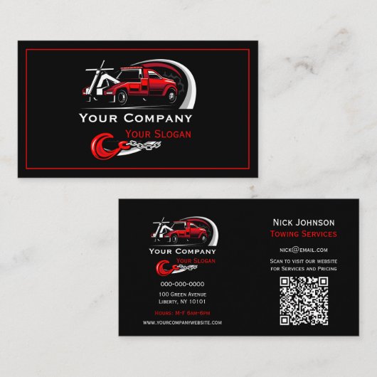 プロフェッショナル牽引会社、運搬サービス 名刺 (正面/裏面)