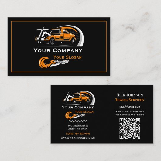 プロフェッショナル牽引会社、運搬サービス 名刺 (正面/裏面)