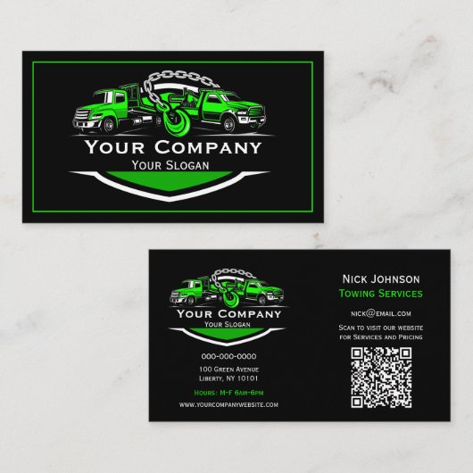 プロフェッショナル牽引会社、運搬サービス 名刺 (正面/裏面)