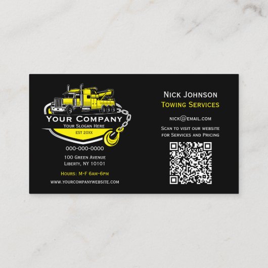 プロフェッショナル牽引会社、運搬サービス 名刺 (裏面)