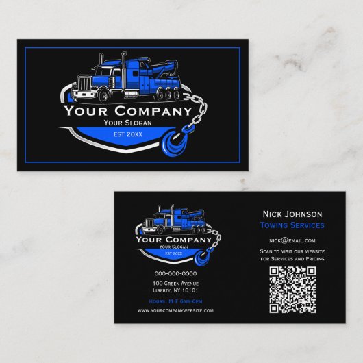 プロフェッショナル牽引会社、運搬サービス 名刺 (正面/裏面)