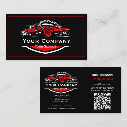 プロフェッショナル牽引会社、運搬サービス 名刺 (正面/裏面)