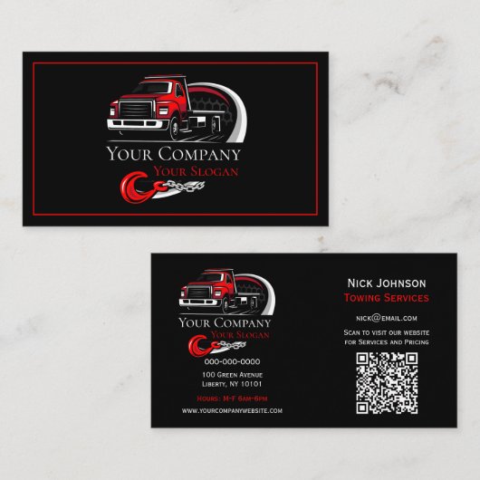 プロフェッショナル牽引会社、運搬サービス 名刺 (正面/裏面)