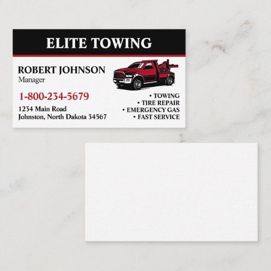 プロフェッショナル牽引台車業務用カード 名刺 (正面/裏面)