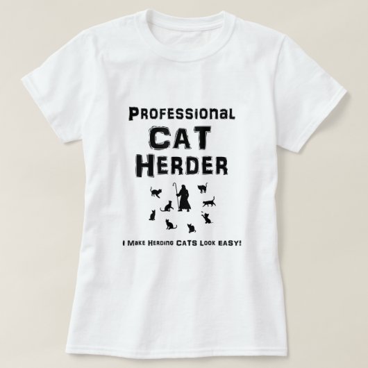 プロフェッショナル猫の飼い主へ飼い猫を見せる Tシャツ (デザイン正面)