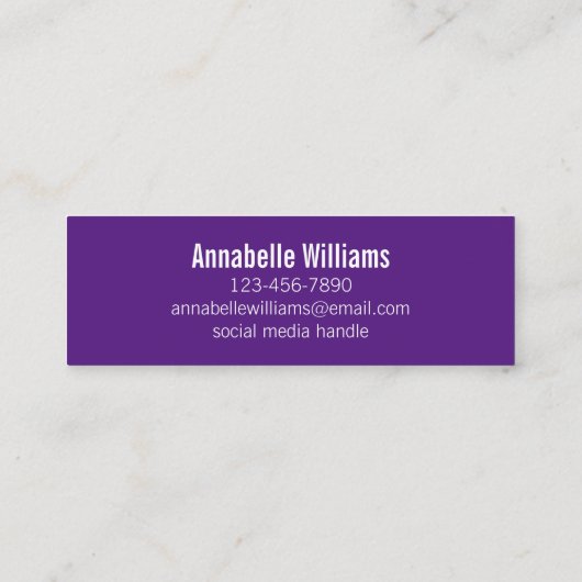 プロフェッショナル王室の紫と白のカー連絡ド コーリングカード (裏面)