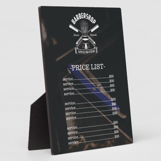 プロフェッショナル理容師ショップのロゴ価格表 フォトプラーク (側面)