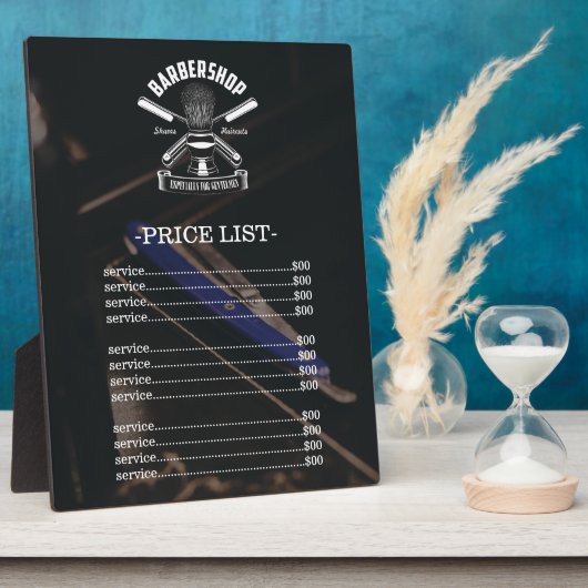 プロフェッショナル理容師ショップのロゴ価格表 フォトプラーク (側面)