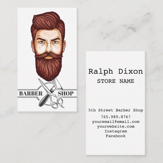 プロフェッショナル理容師ショップイラストレーション 名刺 (正面/裏面)