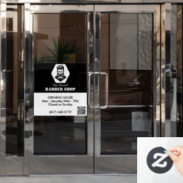 プロフェッショナル理容師ショップブラック&ホワイト開館時間 ウィンドウサイン