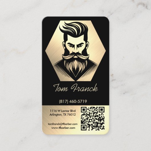 プロフェッショナル理容師ショップブラック&金ゴールドロイヤリティと 名刺 (正面)