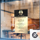 プロフェッショナル理容師ショップブラック&金ゴールド価格表 ウィンドウサイン (カフェ窓)