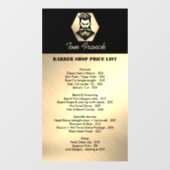 プロフェッショナル理容師ショップブラック&金ゴールド価格表 ウィンドウサイン (シート)