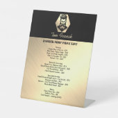 プロフェッショナル理容師ショップブラック&金ゴールド価格表 台座サイン (正面)