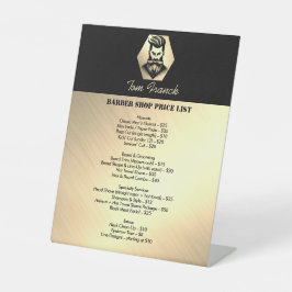 プロフェッショナル理容師ショップブラック&金ゴールド価格表 台座サイン