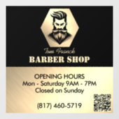 プロフェッショナル理容師ショップブラック&金ゴールド営業時間 ウィンドウサイン (シート)