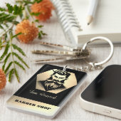 プロフェッショナル理容師ショップブラック&金ゴールド キーホルダー (正面右)