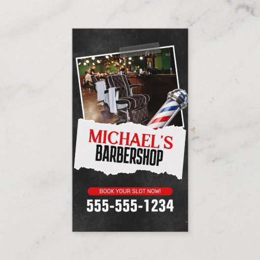 プロフェッショナル理容師ショップポールヘアドレッサーシェービング 名刺 (正面)