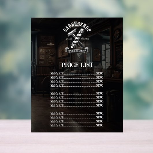 プロフェッショナル理容師ショップ美容師価格表 アクリルサイン (ニュートラル)