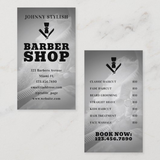 プロフェッショナル理容師スタイルロゴ 名刺 (正面/裏面)