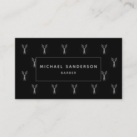 プロフェッショナル理容師ヘアスタイリストシザーズブラック 名刺 (正面)