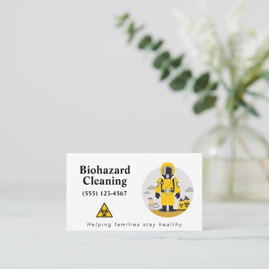 プロフェッショナル生物学的災害［有害物質］クリーンアップサービス 名刺 (スタンド正面)