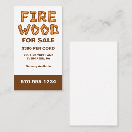 プロフェッショナル用薪木の販売カスタム 名刺 (正面/裏面)