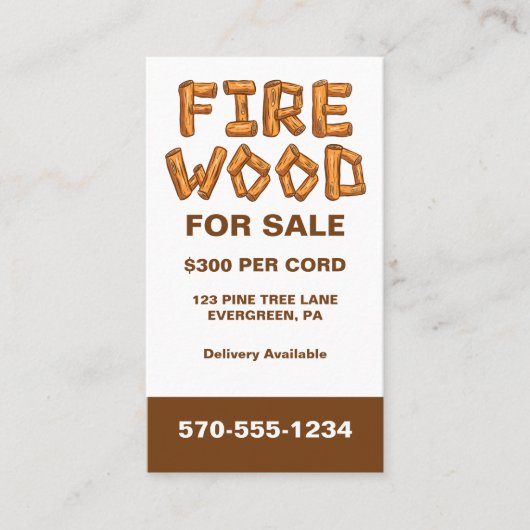 プロフェッショナル用薪木の販売カスタム 名刺 (正面)