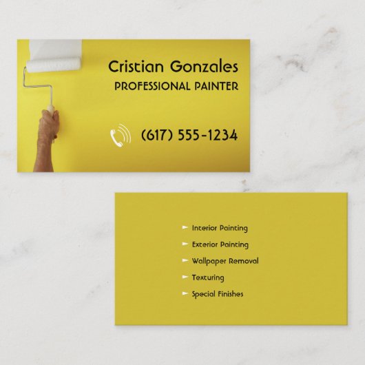 プロフェッショナル画家 |絵画の飾黄色 名刺 (正面/裏面)