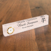 プロフェッショナル登録ナースエレガントピンク デスクネームプレート (側面)