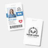 プロフェッショナル登録ナースRN写真&バーコード バッジ (正面&裏面)