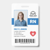 プロフェッショナル登録ナースRN写真&バーコード バッジ (正面)