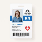 プロフェッショナル登録ナースRN写真&バーコード バッジ (正面)