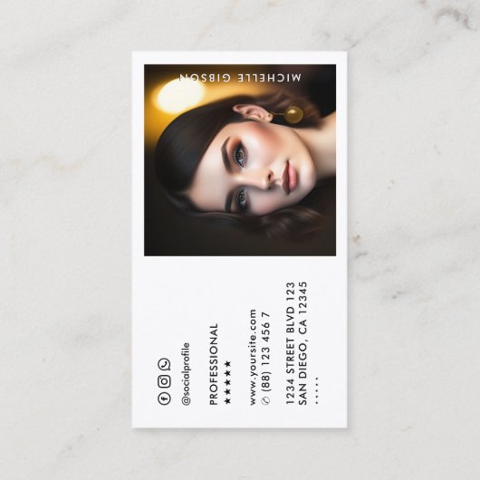 プロフェッショナル白シンプルミニマル写真 名刺 (裏面)