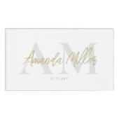 プロフェッショナル白及び金ゴールドモダン磁カスタム気 名札 (正面)