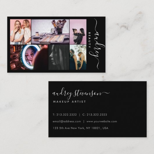 プロフェッショナル白黒の署名6枚の写真 名刺 (正面/裏面)