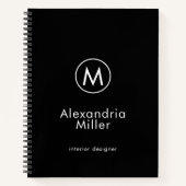 プロフェッショナル白黒エレガントモノグラム ノートブック (正面)