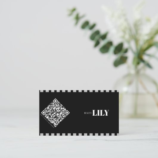 プロフェッショナル白黒クラシック線Qrコード 名刺 (スタンド正面)