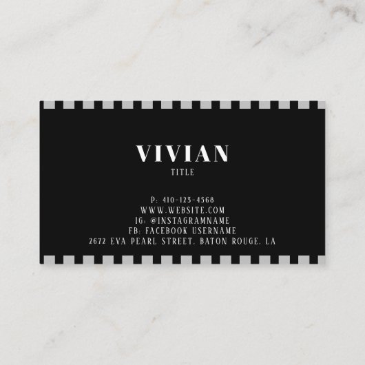 プロフェッショナル白黒クラシック線Qrコード 名刺 (裏面)