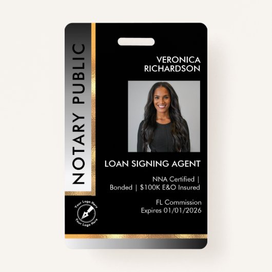 プロフェッショナル白黒グラデーション写真公証人 バッジ (正面)