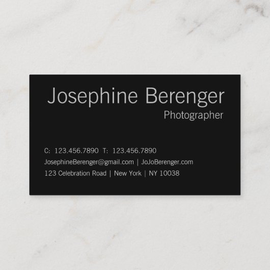 プロフェッショナル白黒サンフランシスコ写真 名刺 (裏面)