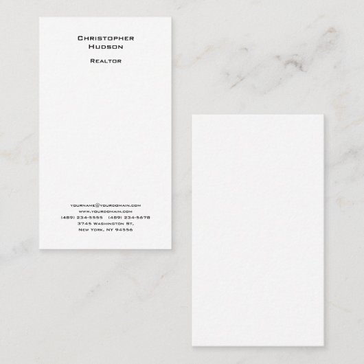プロフェッショナル白黒シンプルプレーン不動産仲介業者 名刺 (正面/裏面)